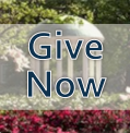 北卡罗来纳大学的老井里有杜鹃花和“现在就给予”的字样，链接到基因治疗中心的捐赠页面://m.peseonline.com/genetherapy/giving/